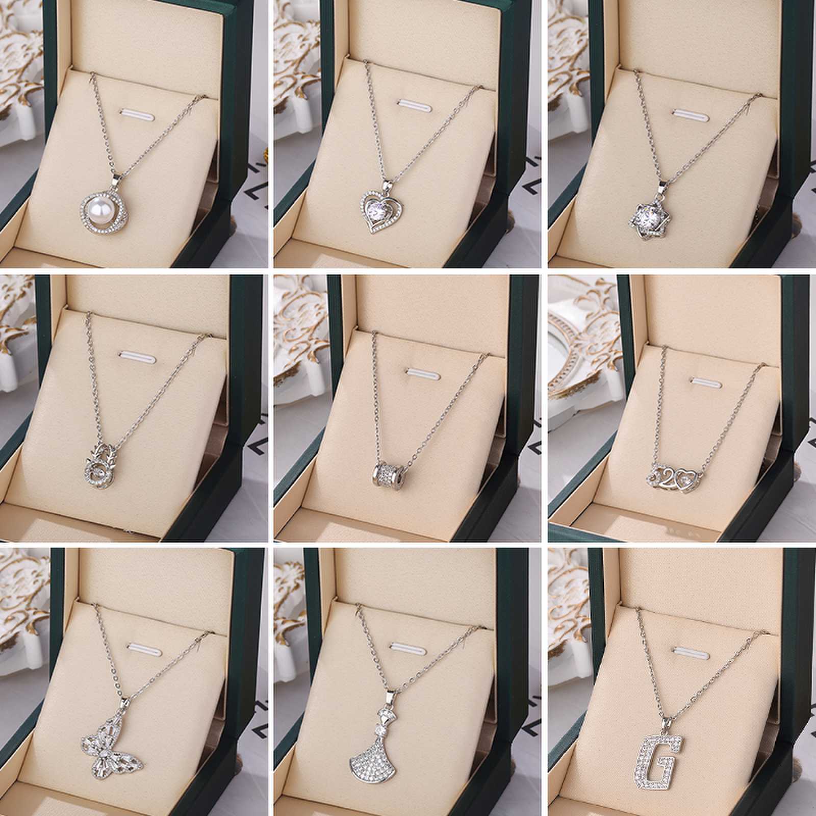 Fashion Heart Shape Butterfly Fish Tail Titanium Steel Inlay Artificial Pearls Rhinestones Necklace