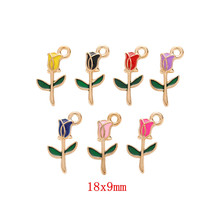 多色可爱玫瑰花diy合金饰品配件滴油卡通头饰耳饰钥匙扣挂件10027