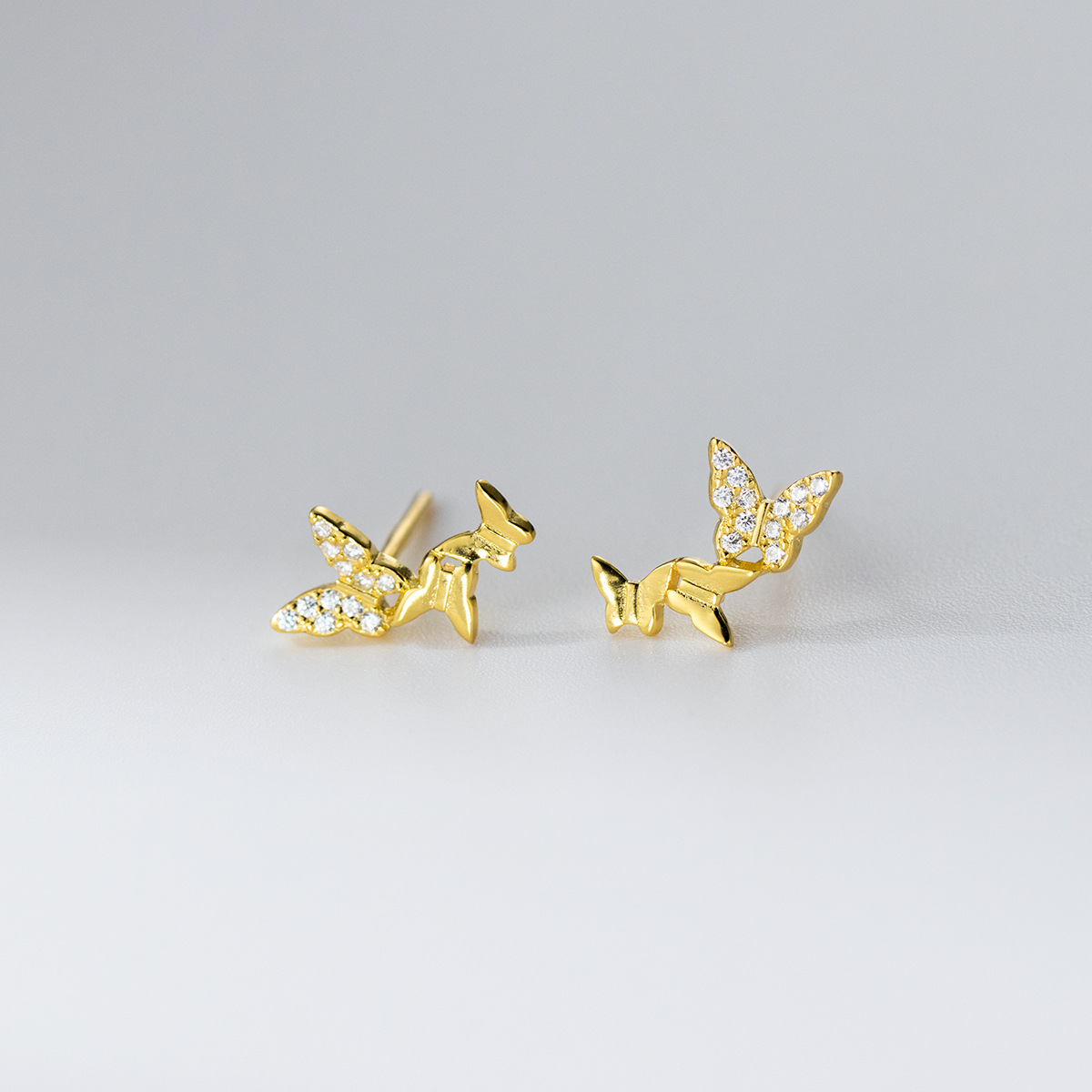 1 Pair 925 Sterling Silver Butterfly Ear Studs display picture 2