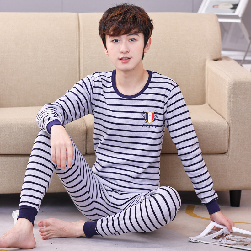 Ropa de otoño para jóvenes pantalones largos traje para niños y niñas niños medianos y grandes suéter de algodón suéter pantalones de algodón traje de ropa interior térmica