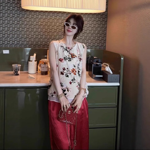 2025 Nanyou Summer New Heavy Designer Style Burnt Velvet Splicing Organza Sleeveless Top