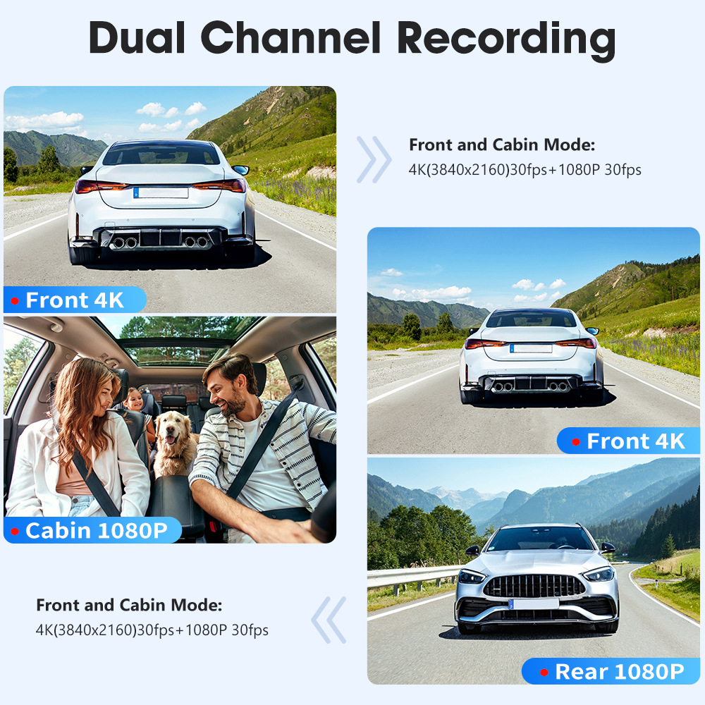 Cross-Border 4K Driving Recorder Three-Camera Infrared Night Vision Wifi+256G Capacitive Parking Monitoring Gps
