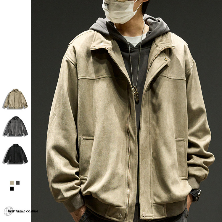 Chaqueta retro americana para hombre, otoño e invierno, chaqueta suelta de gamuza de la calle, marca de moda, top casual