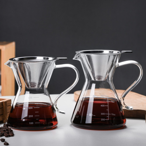 Manufacturer wholesale glass coffee pot ear hanging hand brewing pot coffee sharing pot household filter hand brewing coffee pot set