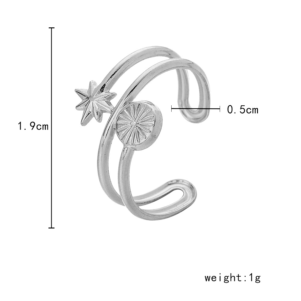 6g Weight Open Ring Classification Adjustable Ring Size 1 Piece Quantity Daily Occasion Stainless Steel Material Star, Heart Shape Pattern Women'S Gender Plating Design Simple Style Style Simple Style Star Heart Shape Stainless Steel Plating Open Ring 1 Piece 3