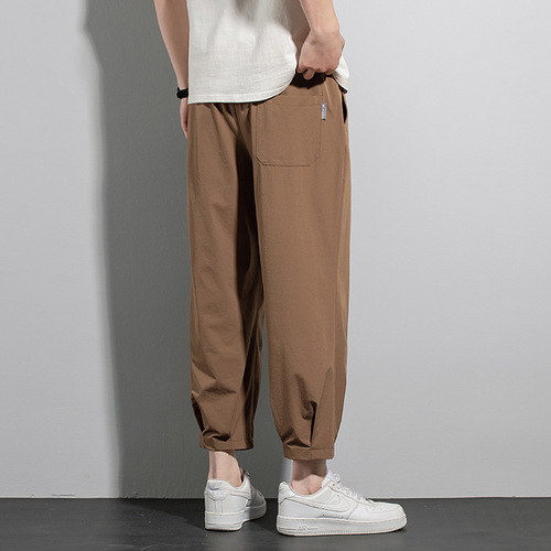 Extra-large code 300 pounds men's summer thin ice silk casual ankle-length pants loose plus size fat men's long pants