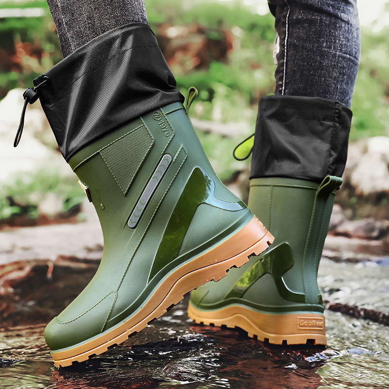 Botas de Lluvia de Caña Media para Hombre de PVC, Impermeables para Pesca