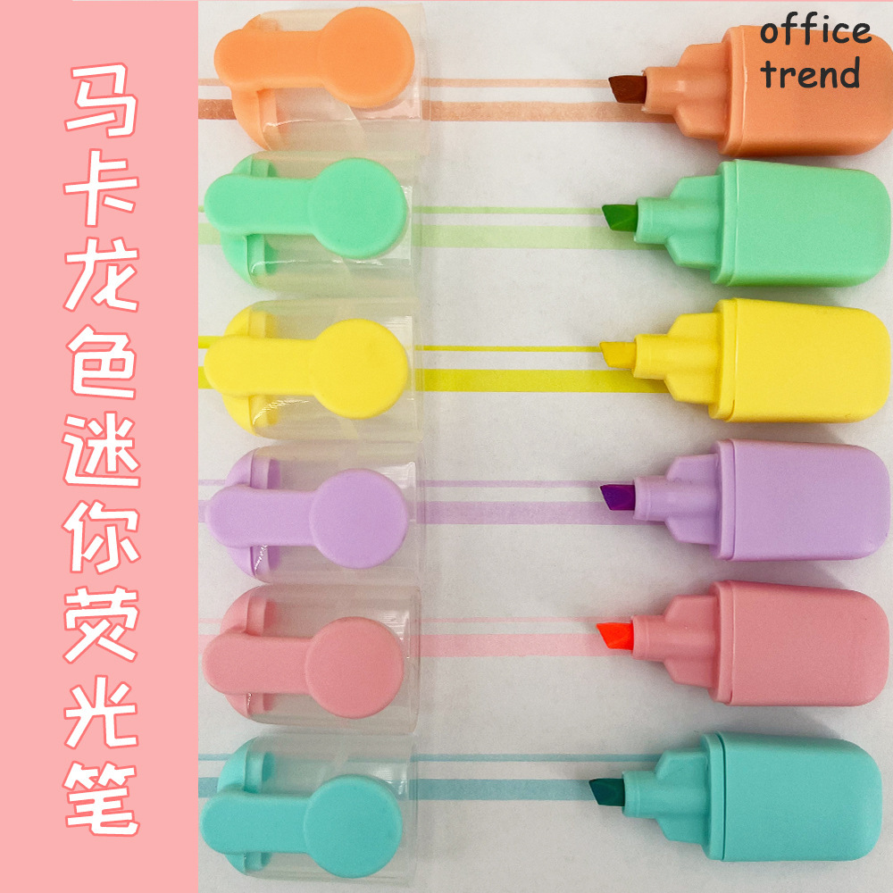 Lácteos de té simple marcador fluorescente bolígrafo para estudiantes con raspado respaldo de color clave