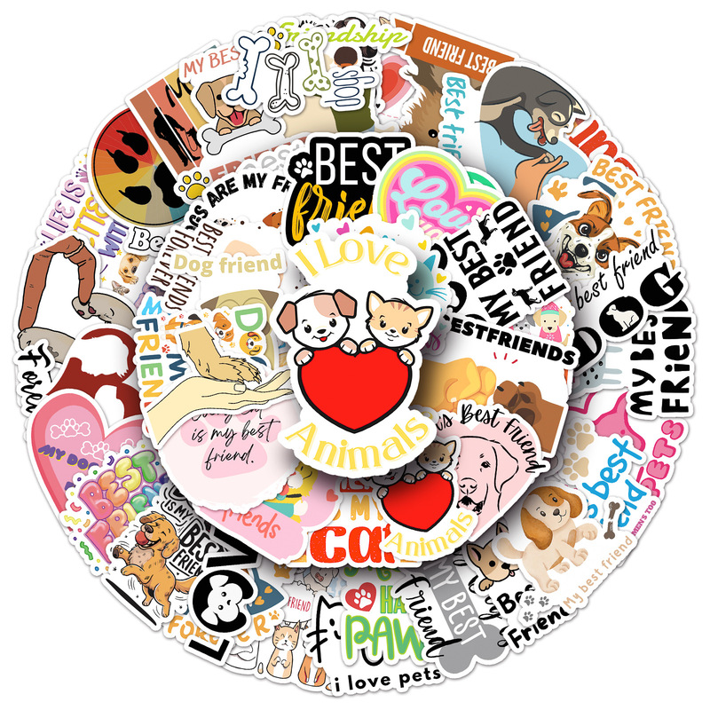 50 pet is a good friend sticker English positive energy phrase sentence waterproof decoration storage box sticker