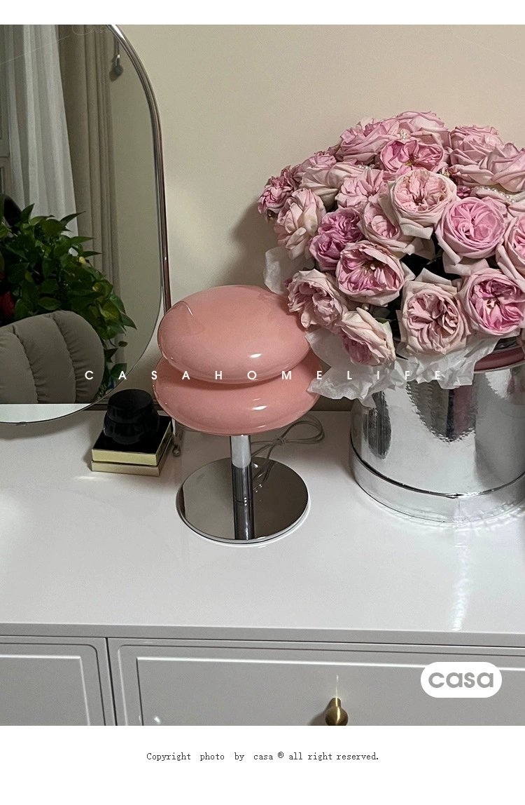 Table Lamp (Baohos) Double-layer “Egg Tart” Shade, 3‑Color LED, Compact Bedside Accent