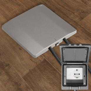 Cross-border dark gray black European standard ground socket home flip hidden network USB waterproof floor socket