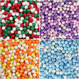 亚克力圣诞色糖果实色直孔圆珠 diy手机链手链串珠配件材料批发