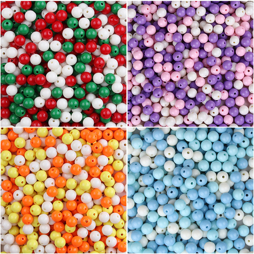 Acrylic Christmas Color Fruit Color Straight Hole Round Beads DIY Phone Chain Bracelet Bead Accessories Materials