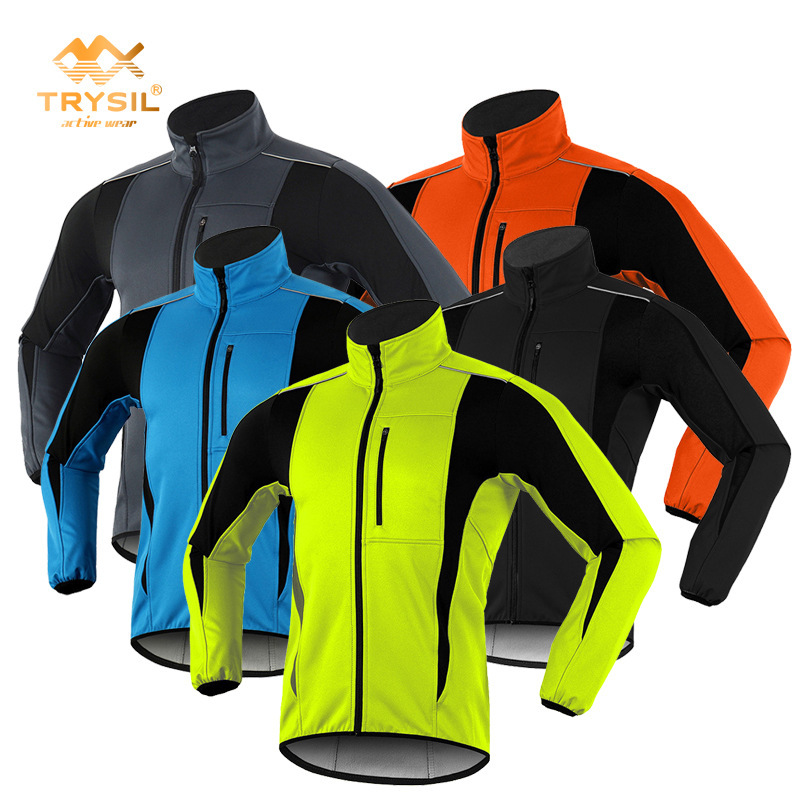 Winter Men's Cycling Jacket Waterproof Fleece Warm Cycling Clothing Cross-Border Bicycle Windproof Outdoor Top Jacket