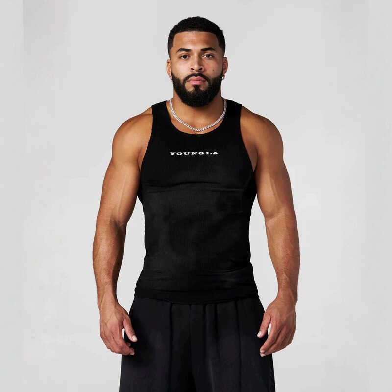 Youngla Trendy American-Style Sports Fitness Jogger Men's Vest Quick-Drying Breathable Elastic Training Sleeveless T-Shirt Youngla Trendy American-Style Sports Fitness Jogger Men's Vest Quick-Drying Breathable Elastic Training Sleeveless T-Shirt