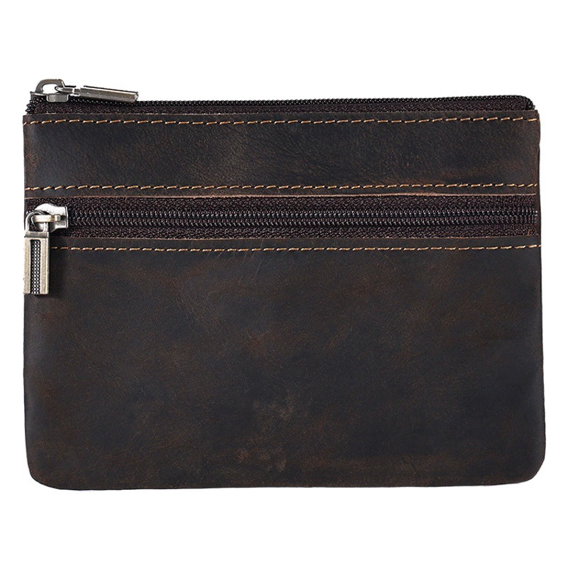 Трансграничный кожаный короткий маленький кошелек Crazy Horse, держатель для карт, легкая портативная сумка для хранения наличных, кошелек для монет в стиле ретро из натуральной кожи