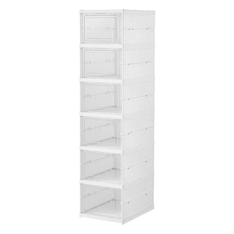 Cross-Border Spot Shoe Box for Home Folding Multi-Layer Thickened Simple Installation-Free All-In-One Transparent Shoe Cabinet with One Pull for Storage