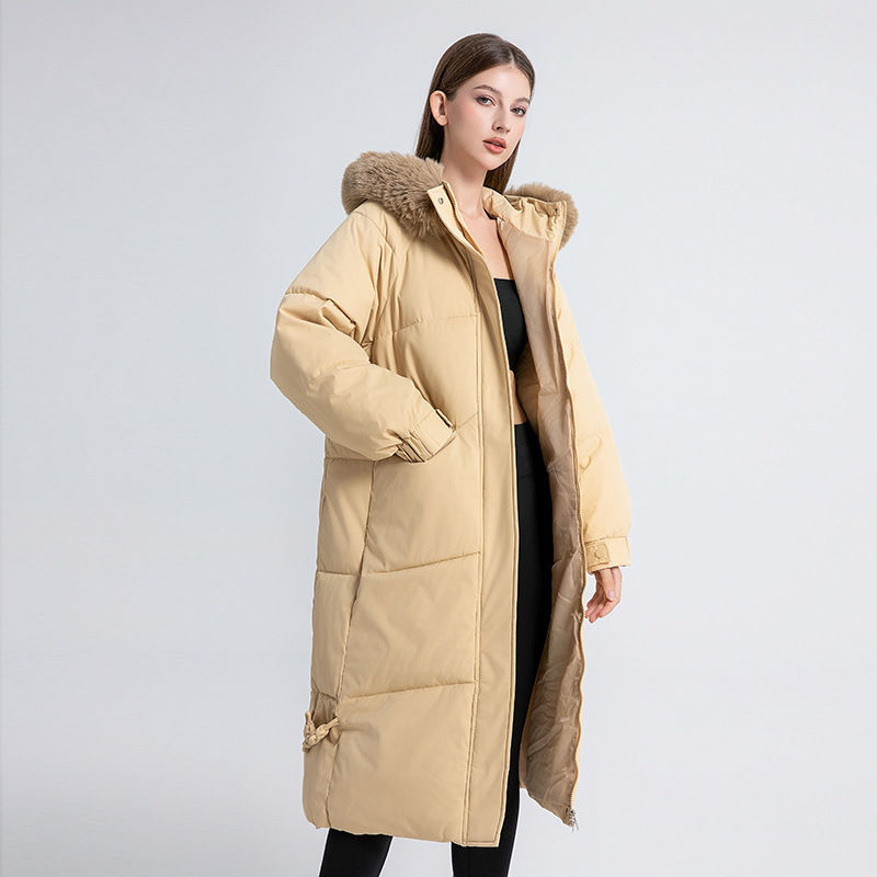 Parka oversized de damă cu glugă din blană artificială și șnur_voghion.com