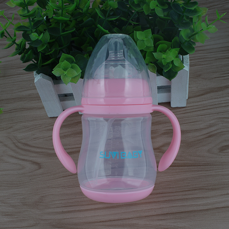 新生婴儿宽口径PP塑料防摔大宝宝防胀气塑胶吸管奶瓶OEM/ODM厂家