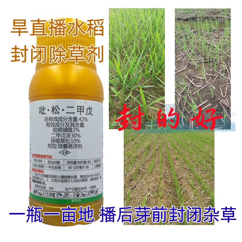 直播水稻专用封闭除草剂异噁草松二甲戊灵吡嘧磺隆播种后打草药