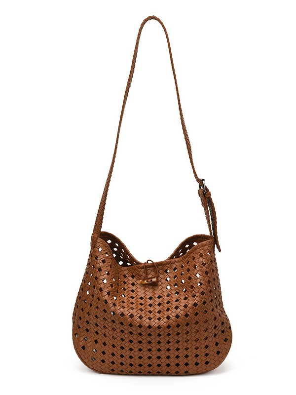 Bolsa de tejido hueco de gran capacidad para mujeres 2026 verano nuevo estilo coreano simple bolso de brazo de viaje bolsa de ocio