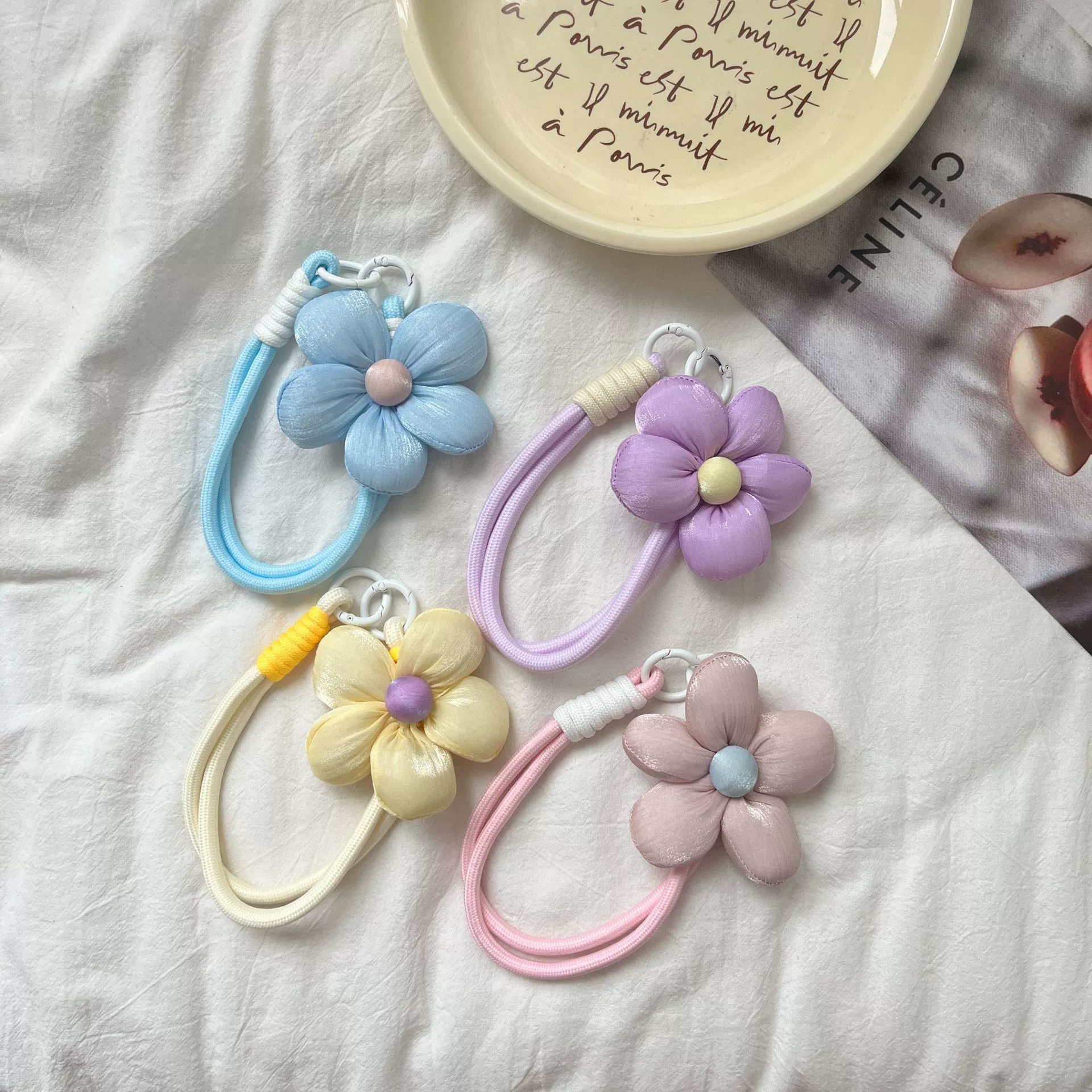 Веревочный кулон ручной работы для мобильного телефона, красочный милый девичий пятилепестковый цветок, стильный цветочный брелок, подвеска для сумки «сделай сам»