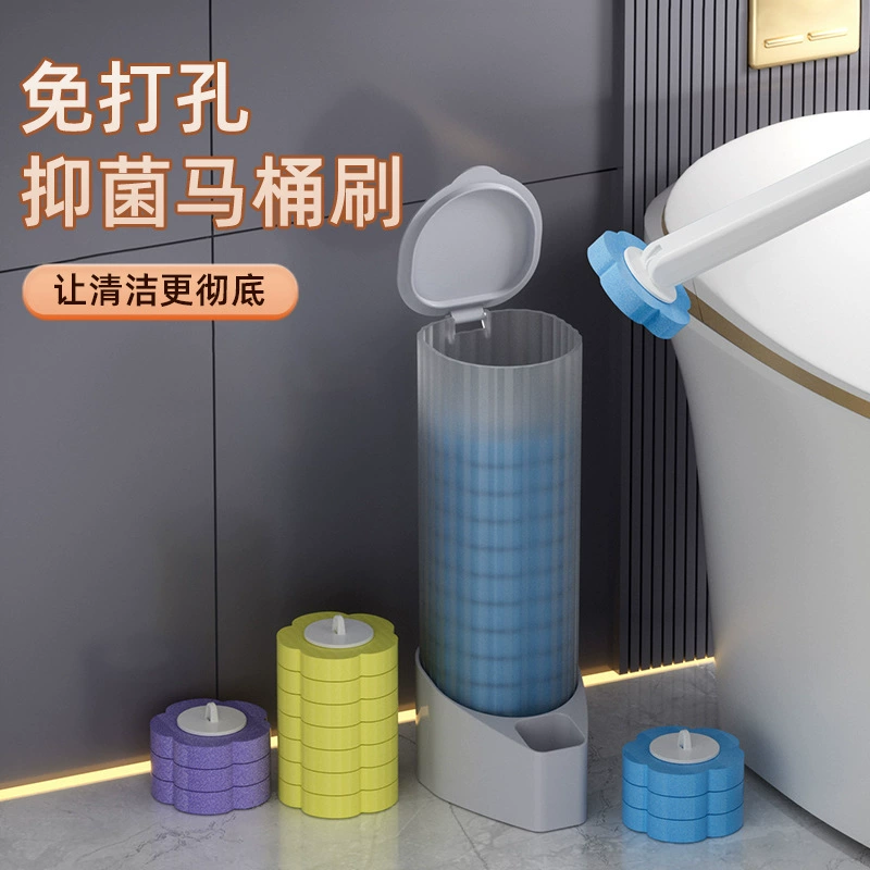 Одноразовая щетка для унитаза, настенная бытовая щетка для чистки унитаза без мертвых углов, набор щеток для чистки унитаза со сменной губкой, щетка для унитаза
