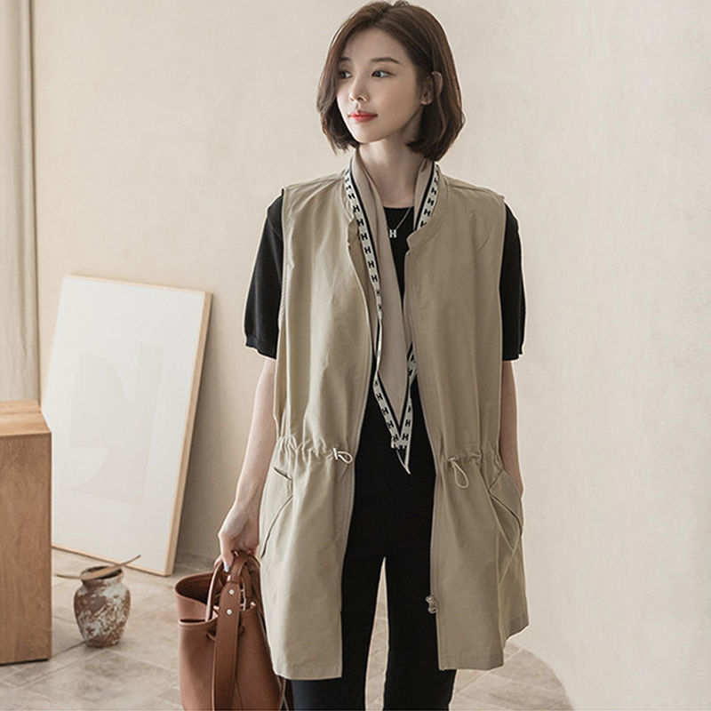 Long Coat Vest Women's Spring and Autumn 2024 New Casual All-match Autumn Sleeveless Loose Workwear Vest Jacket Long Coat Vest Women's Spring and Autumn 2024 New Casual All-match Autumn Sleeveless Loose Workwear Vest Jacket