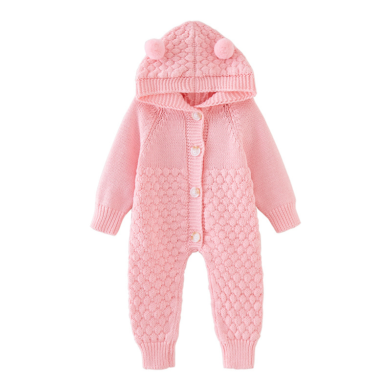 Bebé con capucha de punto mameluco suéter de primavera y otoño niños y niñas suéter de algodón mameluco infantil mono de invierno