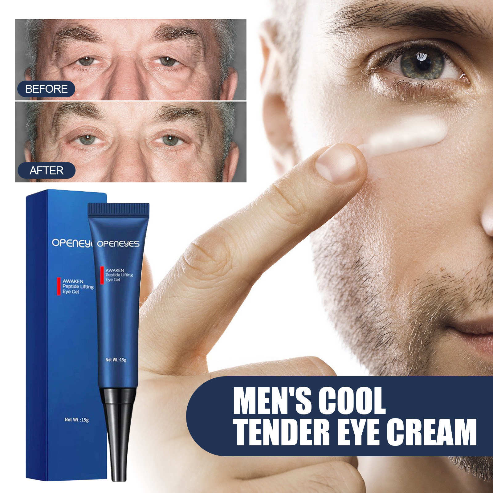 Cross-Border Men's Eye Cream Fades Fine Lines Around the Eyes, Repairs Eye Bags and Dark Circles, Hydrates and Tightens the Skin, and Is Universally Moisturizing