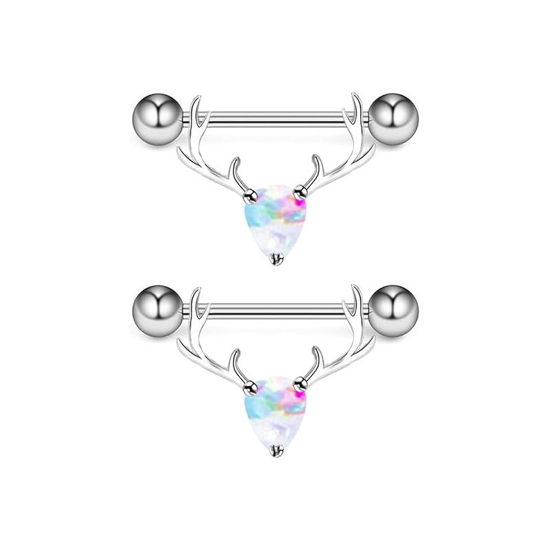 Stainless Steel Nipple Ring with Bowknot, Heart Zircon & Devil Wings - Custom Design detail image 11