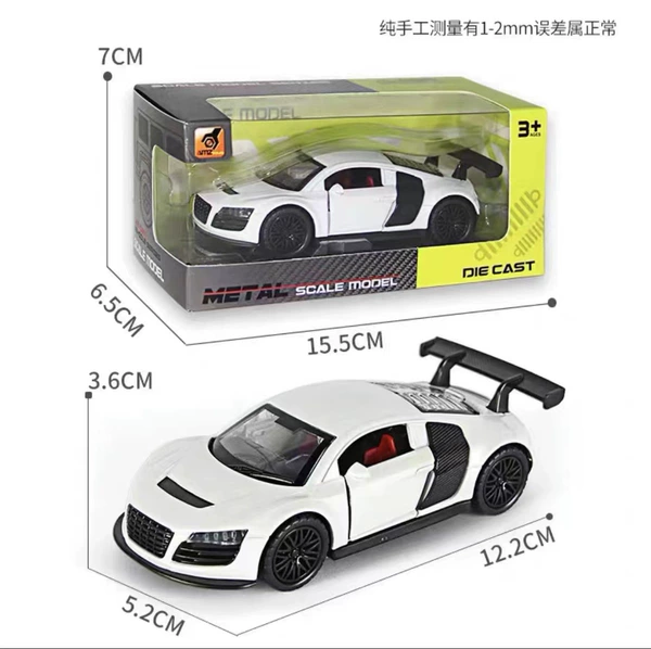 Large Audi R8 White-Return Power+Open Door [15.5*6.5*7]