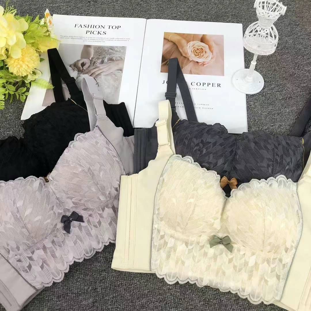 Nuevo sujetador de alta calidad de moda de encaje jacquard transpirable y cómodo ajuste lateral de pecho de cinco botones ropa interior mujer
