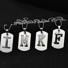 欧美街头英文字母不锈钢项链个性嘻哈潮男女hiphop吊牌网红挂牌