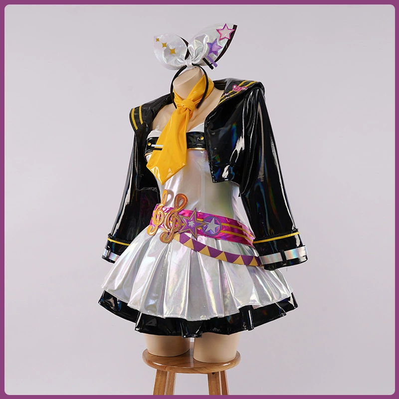 Косплей костюм Meow Speed Liech Kagamine Bell, блестящая отделка, ободок с наушниками, S–XXL