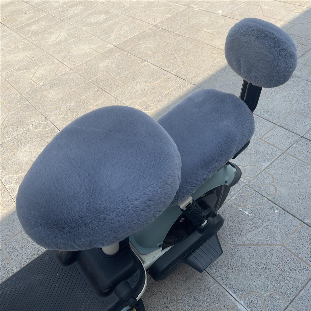 Electric Vehicle Plush Seat Cover Plus Velvet and Thickened Electric Vehicle Seat Cushion Cover Knife Table Bell Emma Warm Electric Vehicle Seat Cushion