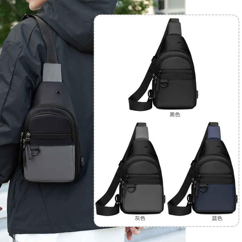 Nuevo bolso de pecho masculino multicapa a prueba de rociadores bolso deportivo de bicicleta agujero de auriculares bolso portátil de tendencia de hombro