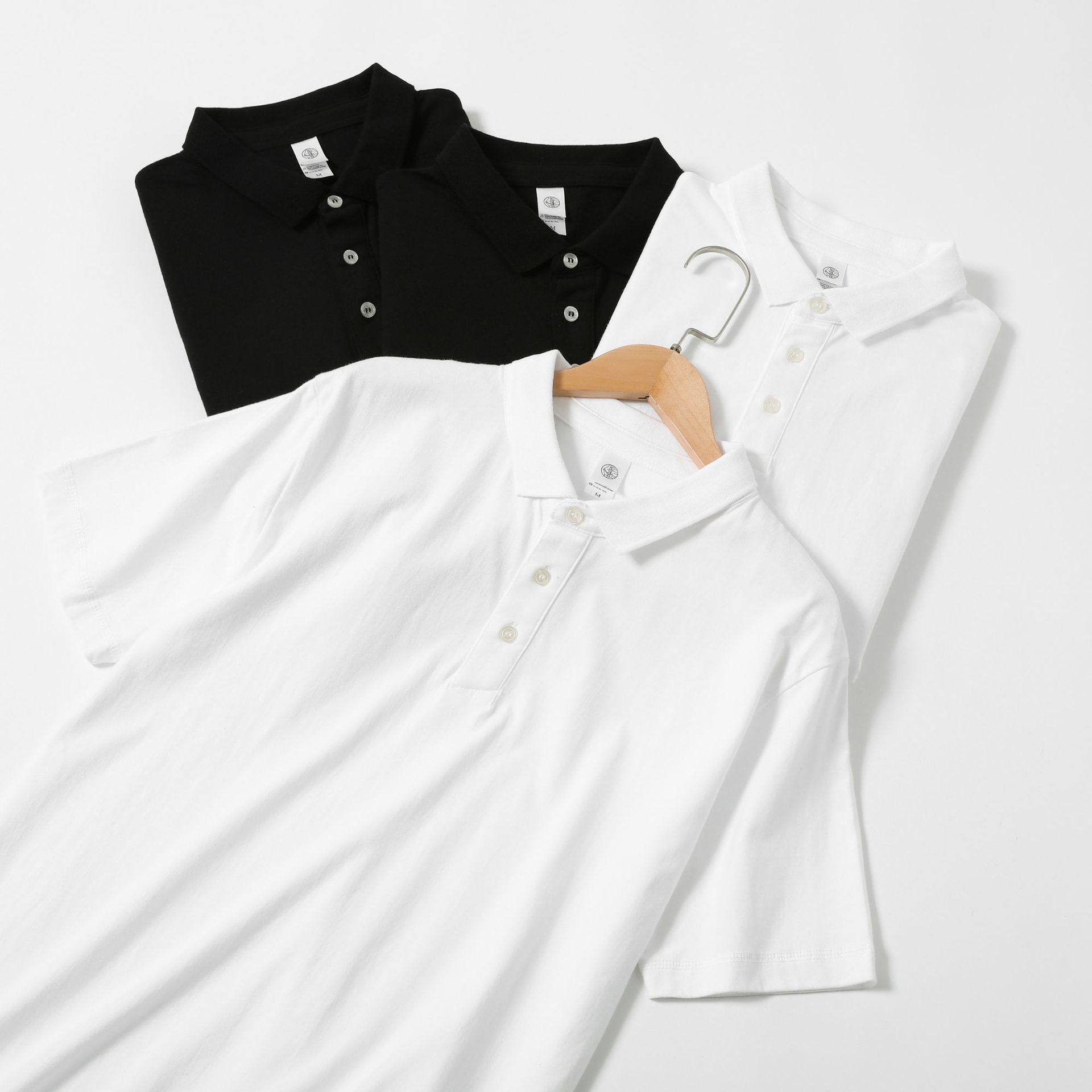 Xinjiang algodón de fibra larga 250g pesado verde oscuro camisa de Polo de manga corta de verano suelta solapa caqui camiseta de los hombres