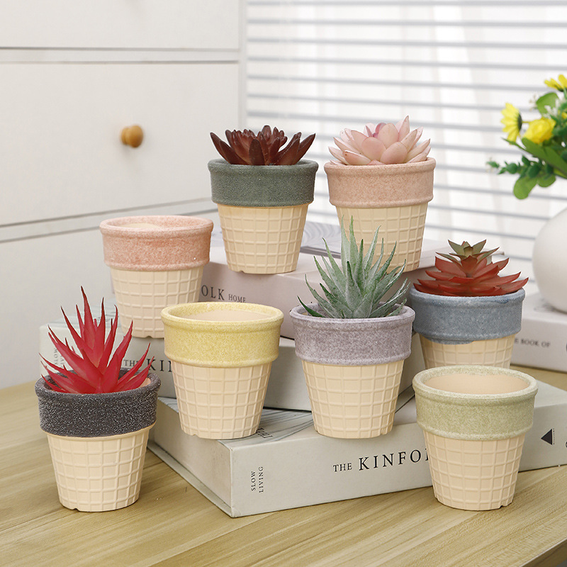 Simulación de cerámica suculenta mini maceta verde planta maceta decoración decorativa planta decoración cactus falso maceta al por mayor