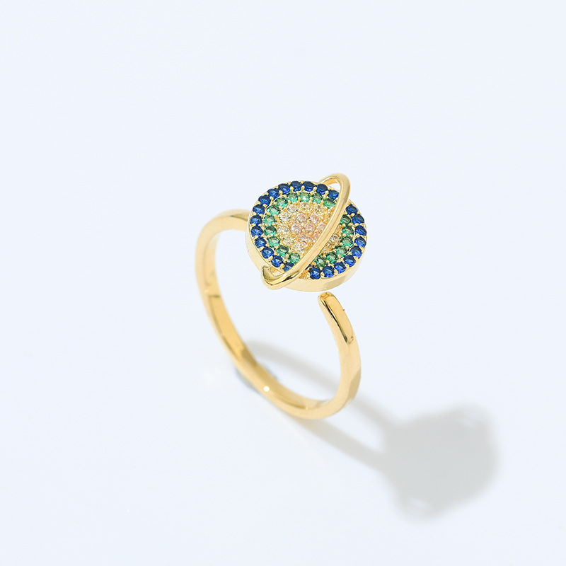 Rotating Colored Diamond Ring Female Ins Net Celebrity Explosion Design Sense