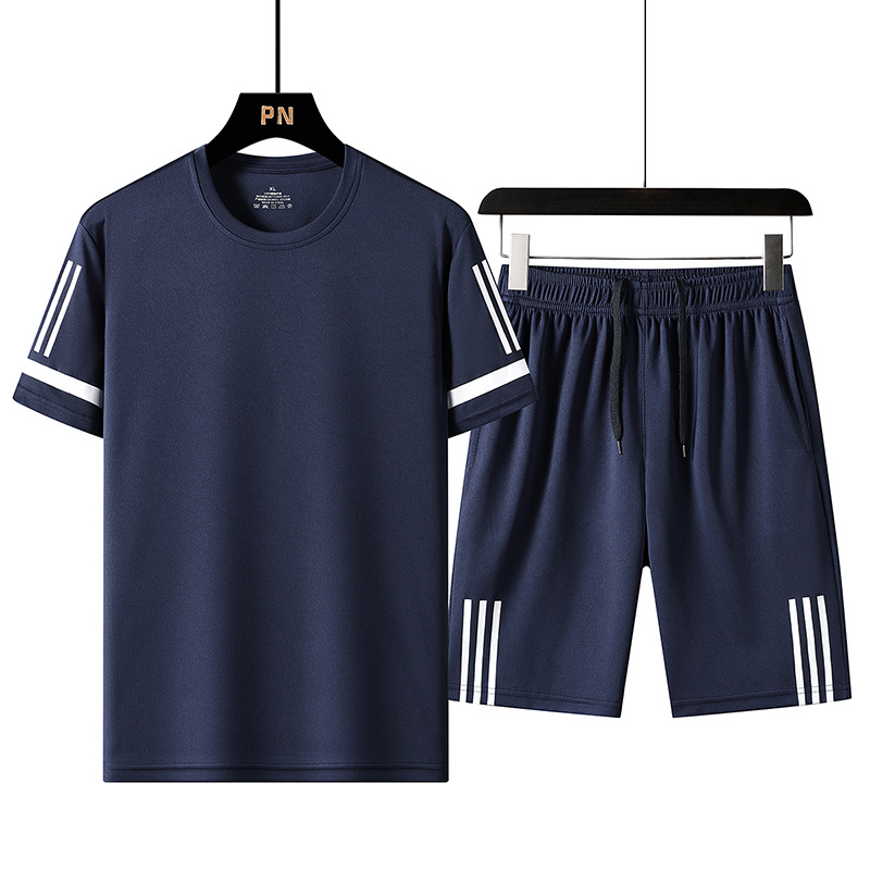 Cross-border 2023 nuevo traje deportivo de manga corta para hombres de verano corriendo traje suelto de dos piezas de secado rápido