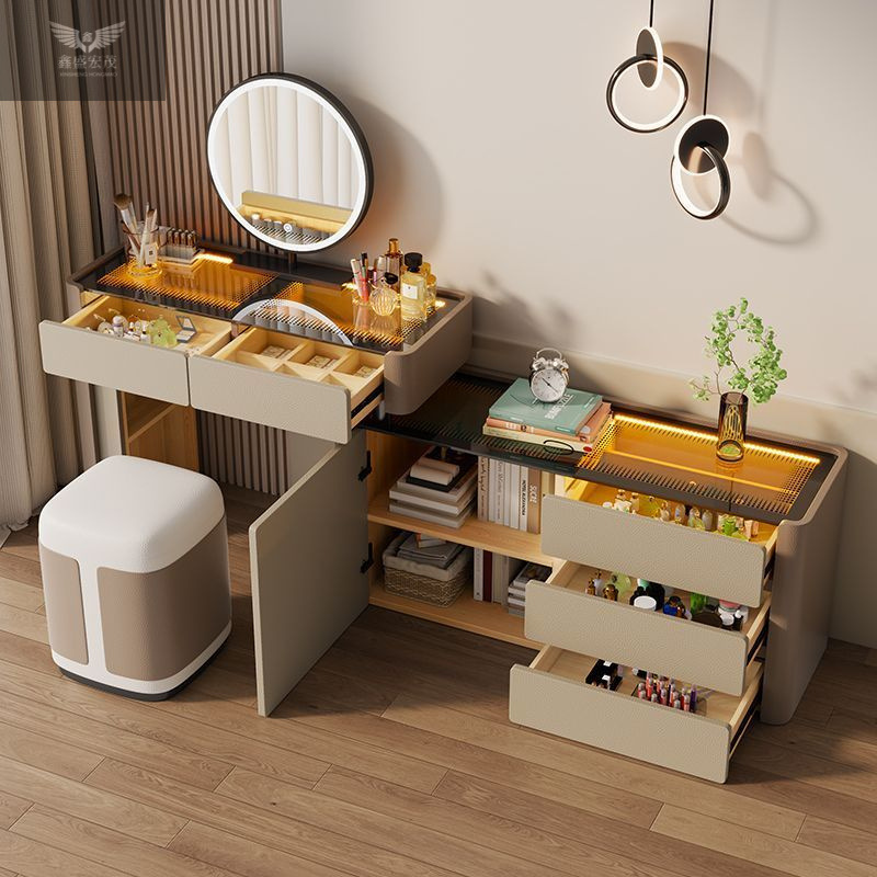 Madera sólida lujosa mesa de vestuario dormitorio de alta calidad cabecera de cama gabinete de maquillaje mesa de maquillaje de madera sólida gabinete de maquillaje integrado