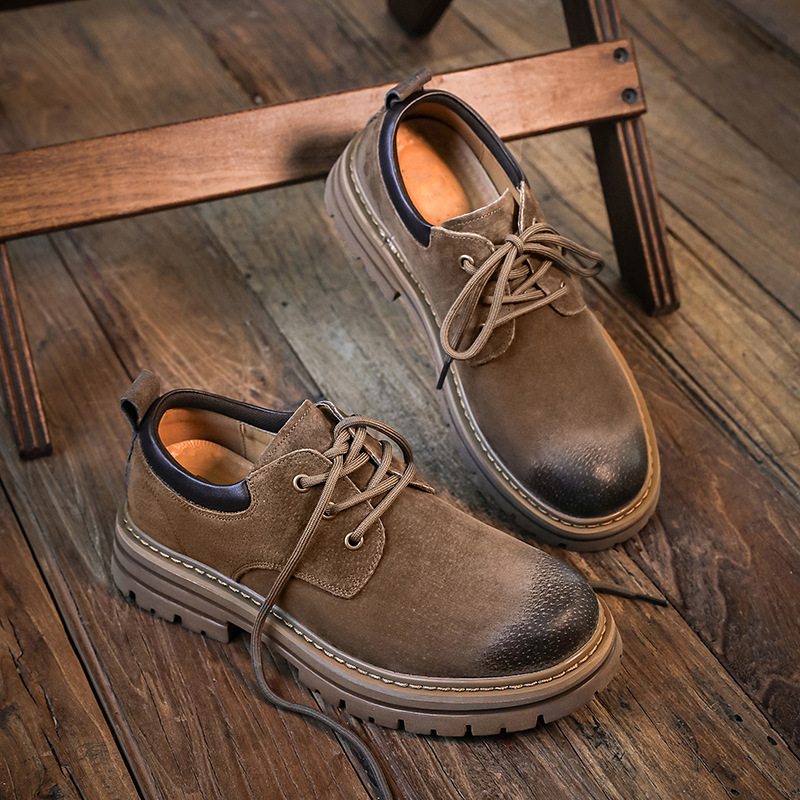 Men's 2022 New Autumn/Winter Padded Low-Top Martens Boots Retro Big Head Business Leather Shoes Trendy Matchable Board Shoes