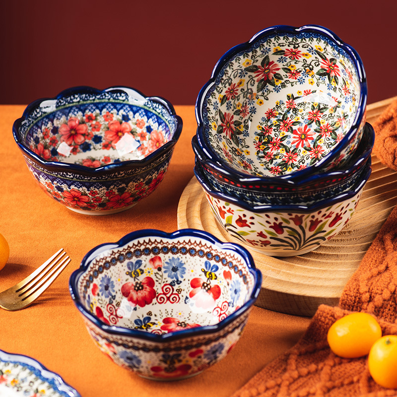 Polish Rice Bowl Retro Soup Bowl Household Small Bowl Japanese Bowl Personal Ceramic Tableware Rice Bowl Wholesale Cross-Border