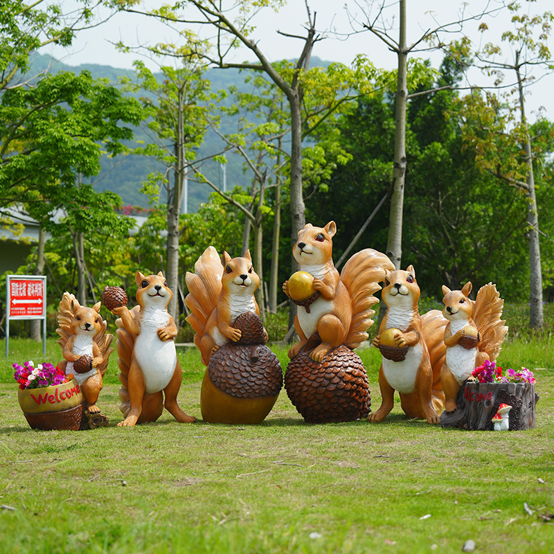 仿真动物松鼠雕塑树脂工艺品摆件园林景观小品花园别墅庭院装饰品