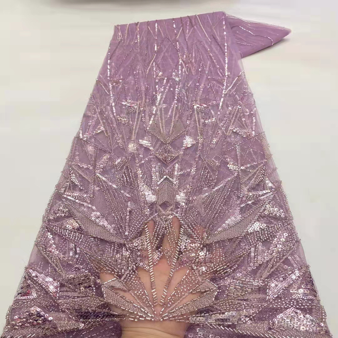 Irregular lentejuelas con cuentas bordado de tela de moda vestido de novia francés encaje tela francesa JX1965 image 3