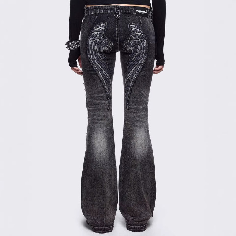 Cross-Border European and American Amazon Foreign Trade Angel Wings Printed Jeans for Women, Loose Low-Waist Straight-Leg Denim Pants for Women Cross-Border European and American Amazon Foreign Trade Angel Wings Printed Jeans for Women, Loose Low-Waist Straight-Leg Denim Pants for Women