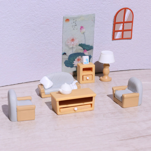 Microscopic Landscape Cartoon Mini Simulation Furniture Set Living Room Room Landscape Home Decor Small Accessory Resin Ornament