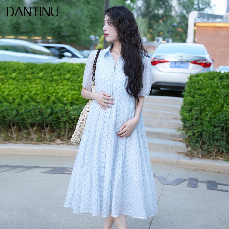 Maternity Dress 2025 New Summer Wearable Fashionable Loose Large Size Petite Skirt That Covers the Belly Without Showing Pregnancy