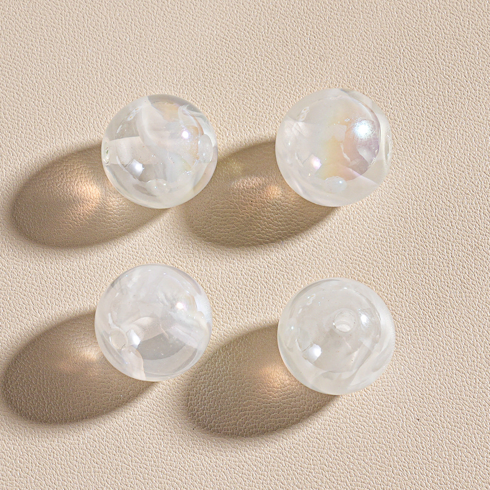 20 nubes transparentes, cuentas redondas, estilo nacional, color de tinta, bricolaje, cadena de teléfono móvil, llavero, bolígrafo, accesorios de cuentas sueltas de resina